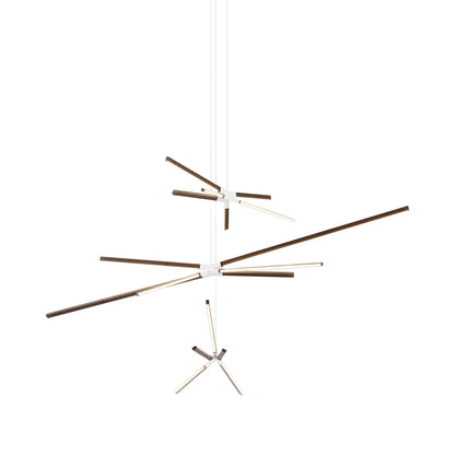 Skybang Multi Light LED Chandelier in American Walnut/White.