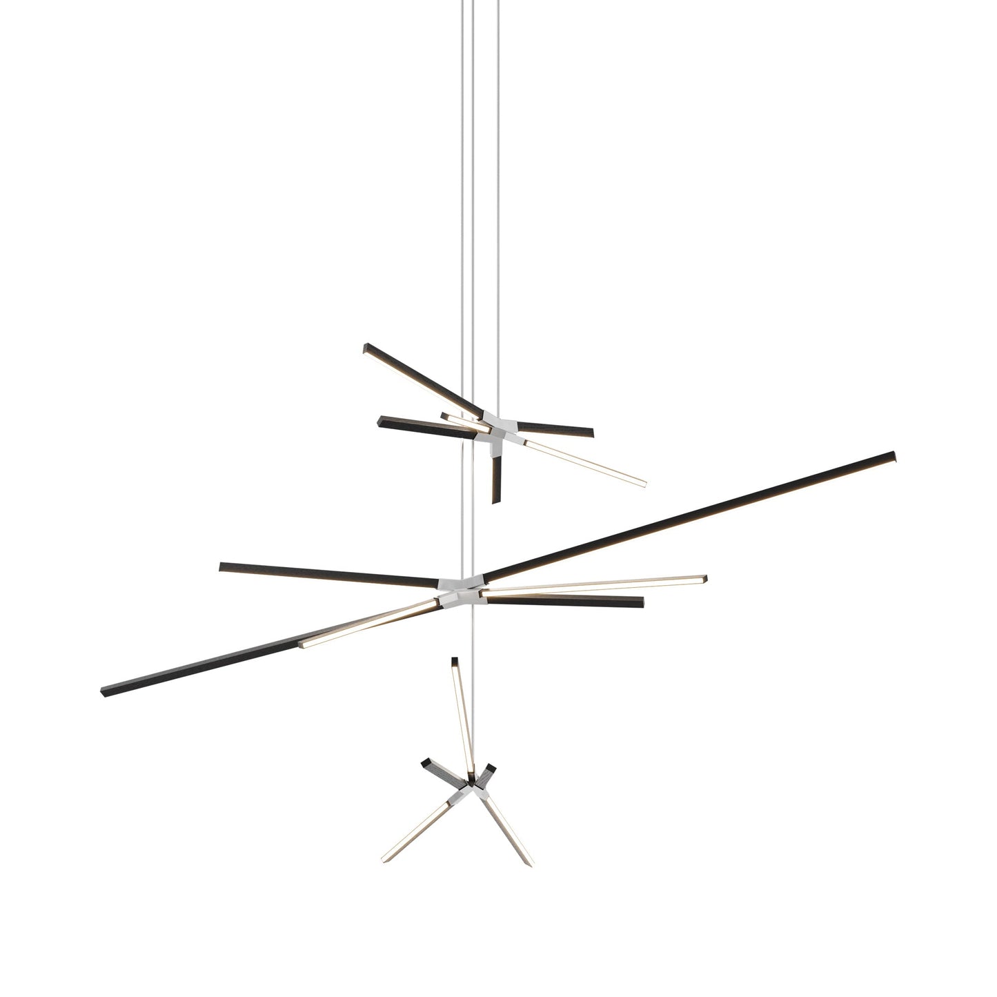Skybang Multi Light LED Chandelier in Ebonized Oak/Brushed Nickel.