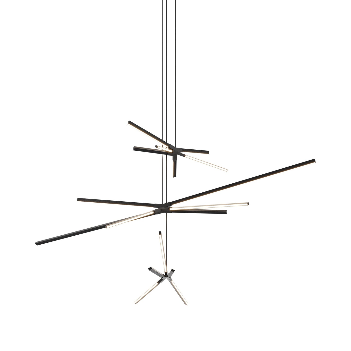 Skybang Multi Light LED Chandelier in Ebonized Oak/Slate Grey.