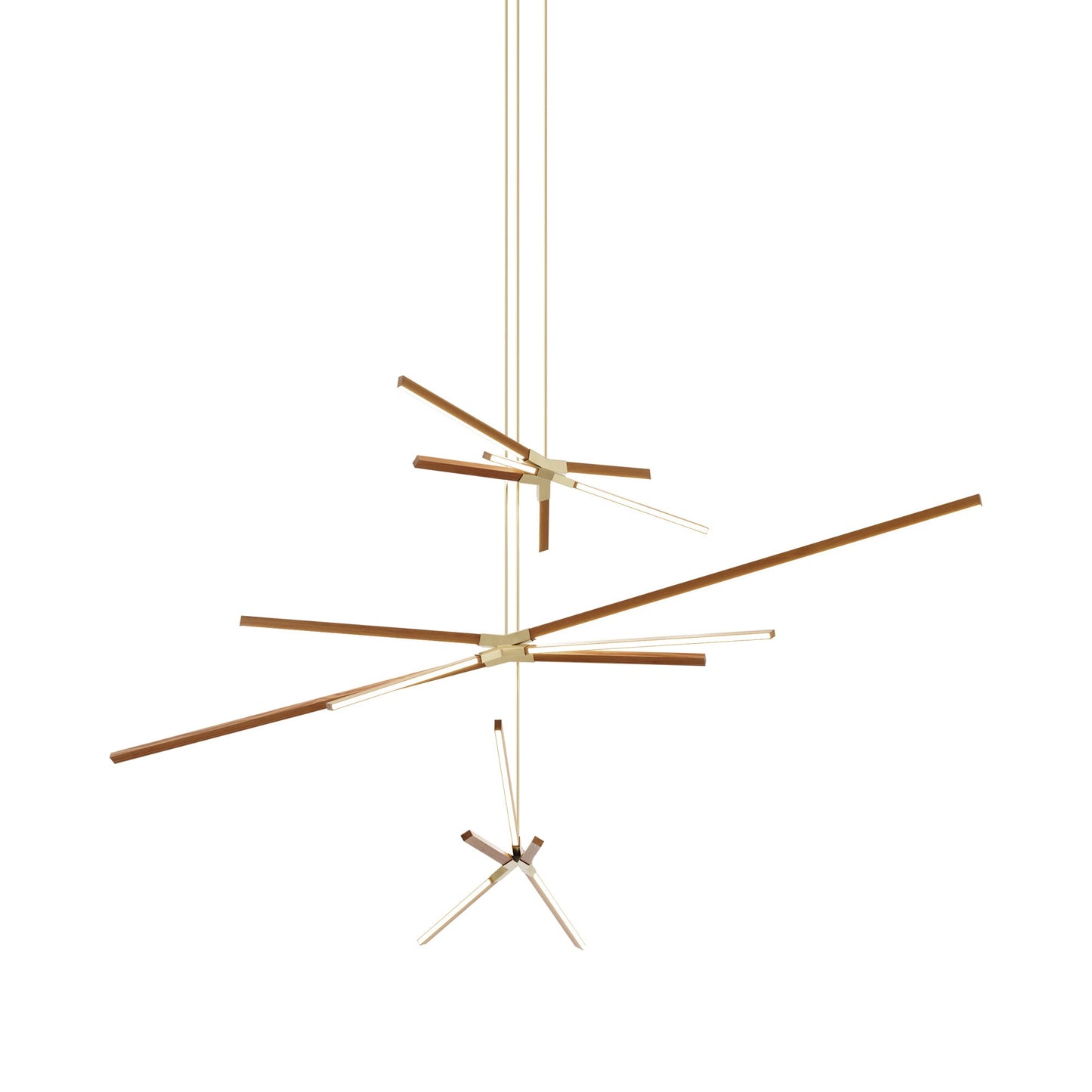 Skybang Multi Light LED Chandelier in Heart Pine (Reclaimed)/Brushed Brass.