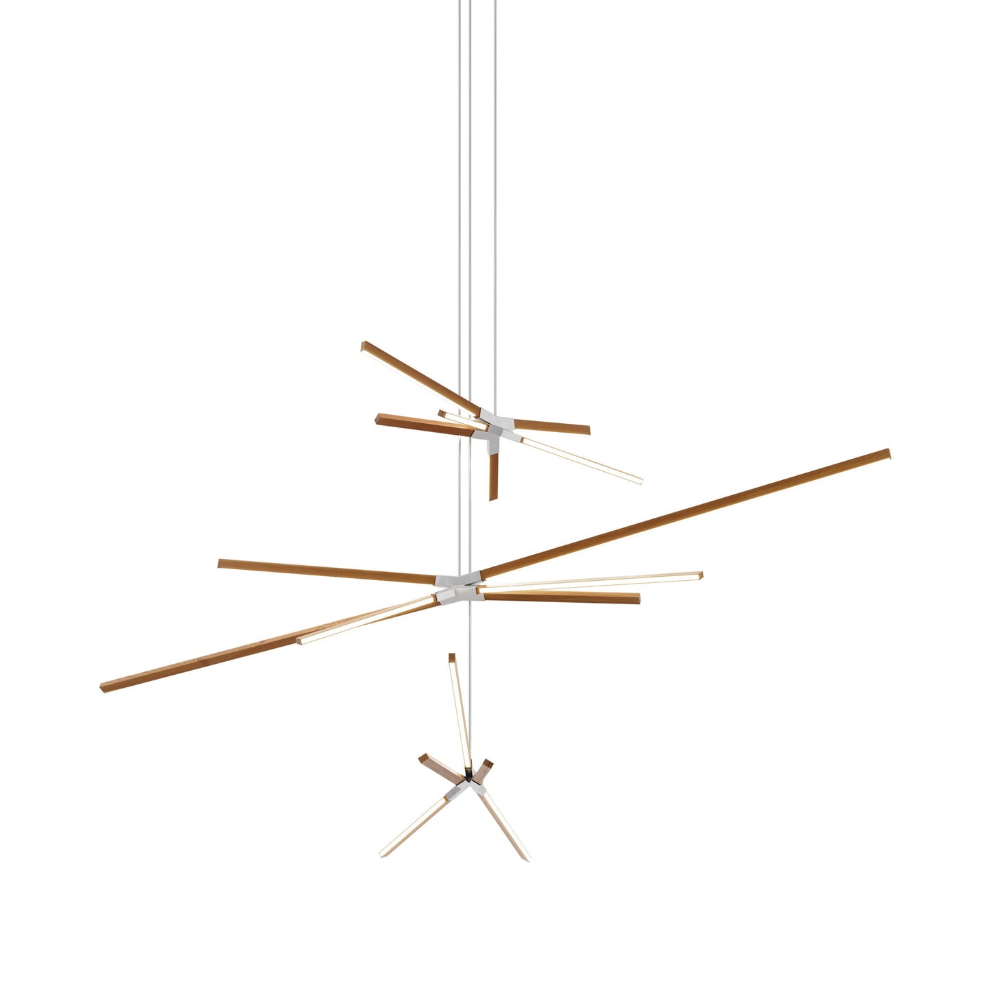 Skybang Multi Light LED Chandelier in Heart Pine (Reclaimed)/Brushed Nickel.