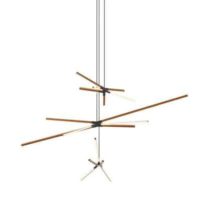 Skybang Multi Light LED Chandelier in Heart Pine (Reclaimed)/Slate Grey.