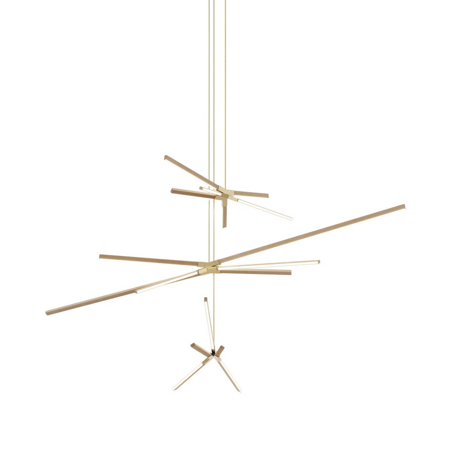 Skybang Multi Light LED Chandelier in Maple/Brushed Brass.