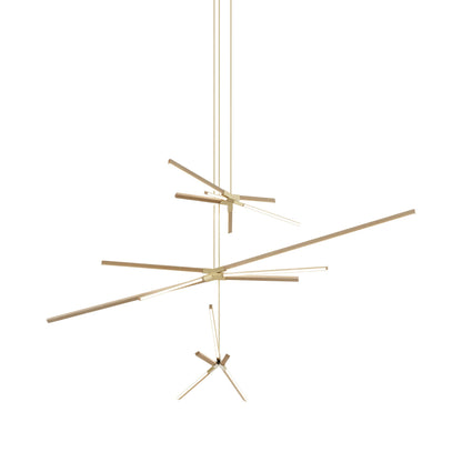 Skybang Multi Light LED Chandelier in Maple/Brushed Brass.