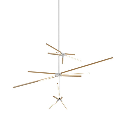 Skybang Multi Light LED Chandelier in Maple/Brushed Nickel.