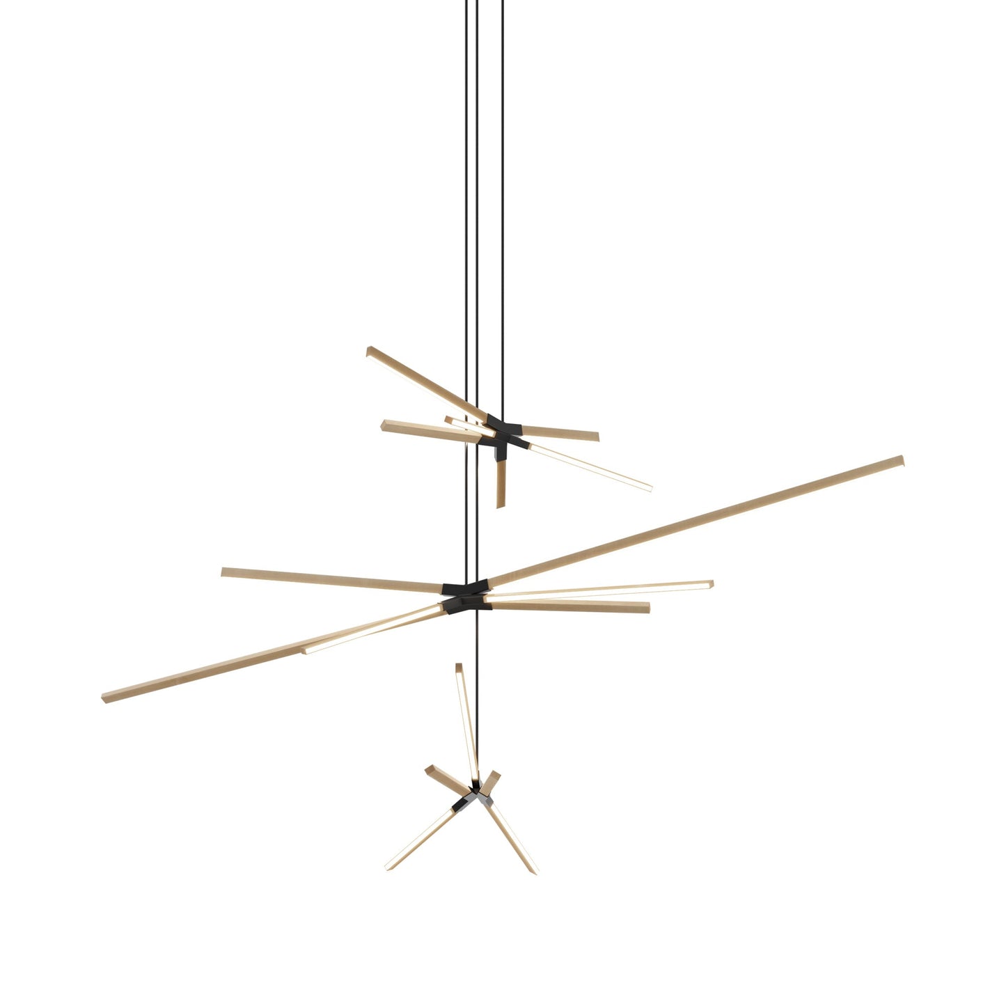 Skybang Multi Light LED Chandelier in Maple/Matte Black.