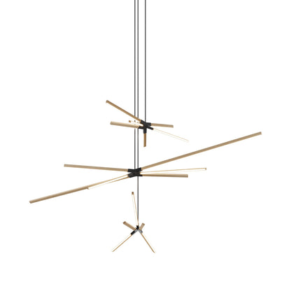 Skybang Multi Light LED Chandelier in Maple/Matte Black.