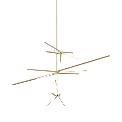 Skybang Multi Light LED Chandelier in Maple/Polished Brass.