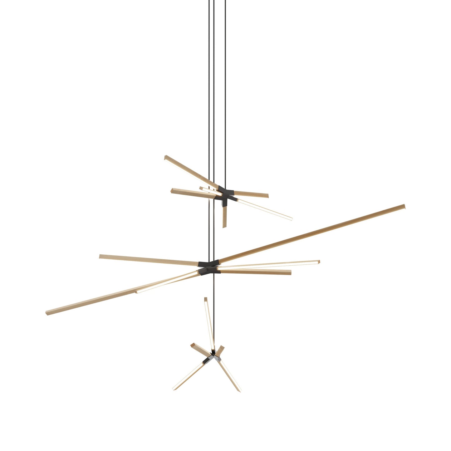 Skybang Multi Light LED Chandelier in Maple/Slate Grey.