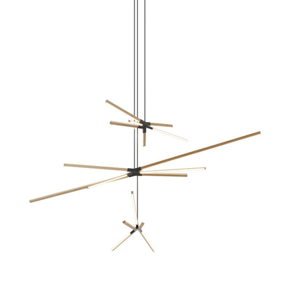 Skybang Multi Light LED Chandelier in Maple/Slate Grey.