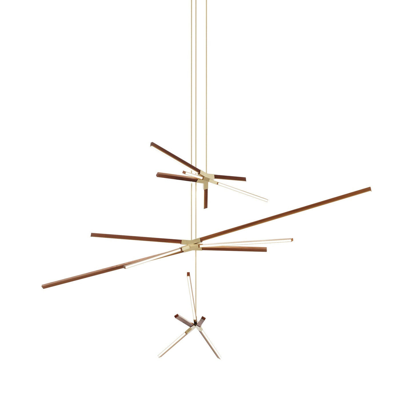 Skybang Multi Light LED Chandelier in Water Tower Redwood/Brushed Brass.
