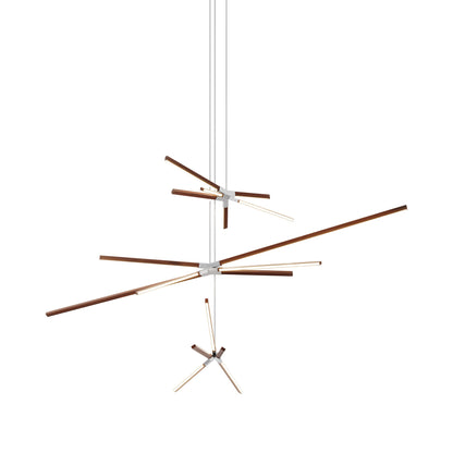 Skybang Multi Light LED Chandelier in Water Tower Redwood/Brushed Nickel.