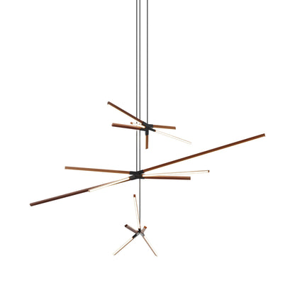 Skybang Multi Light LED Chandelier in Water Tower Redwood/Matte Black.