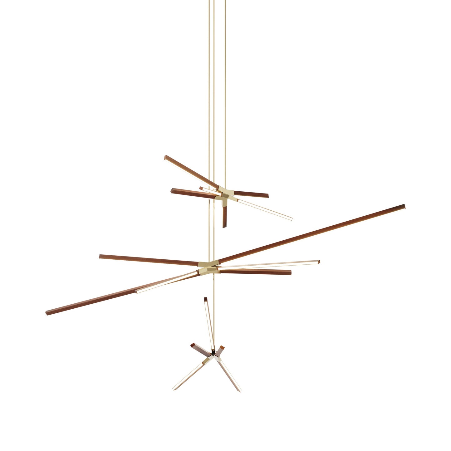 Skybang Multi Light LED Chandelier in Water Tower Redwood/Polished Brass.