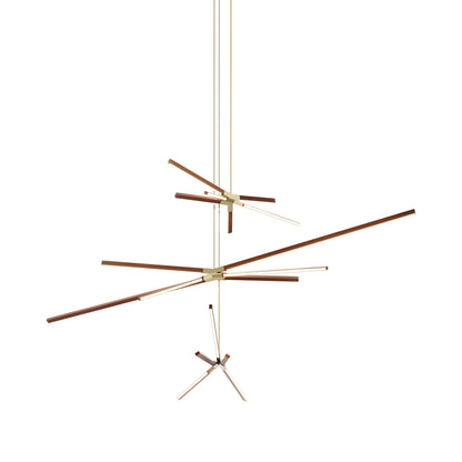 Skybang Multi Light LED Chandelier in Water Tower Redwood/Polished Brass.