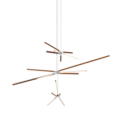 Skybang Multi Light LED Chandelier in Water Tower Redwood/Polished Nickel.