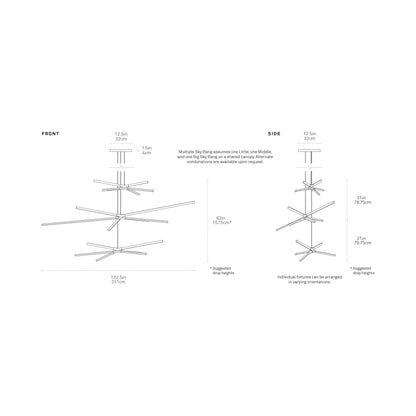 Skybang Multi Light LED Chandelier - line drawing.