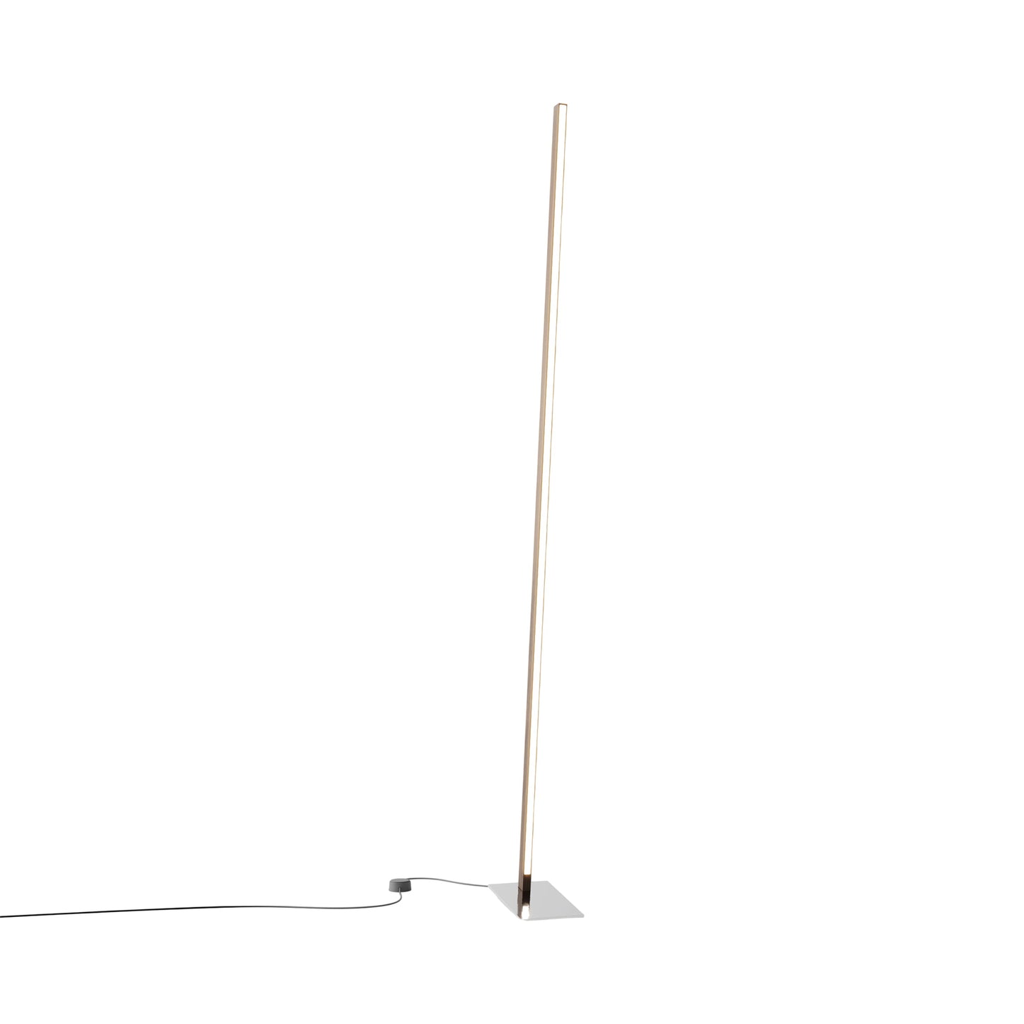 Torch LED Floor Lamp in American Walnut/Polished Nickel.