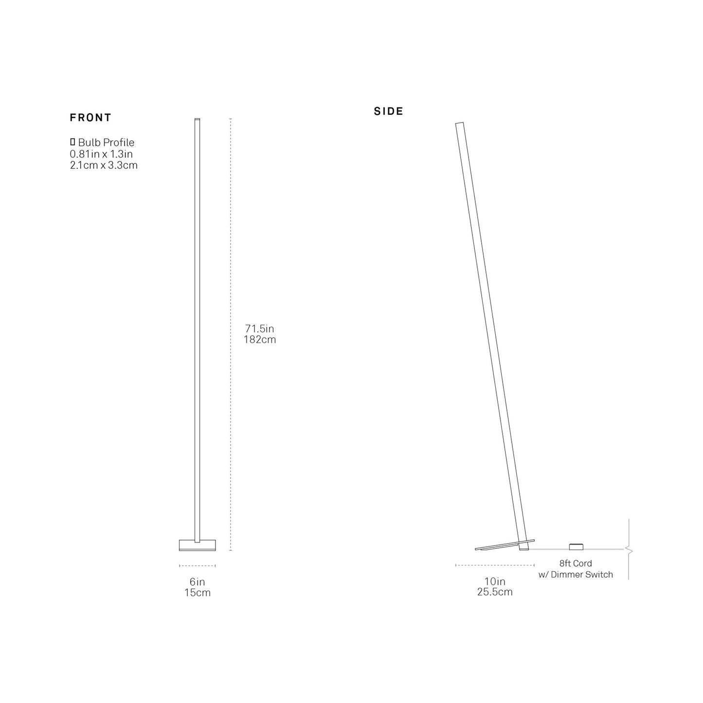 Torch LED Floor Lamp - line drawing.