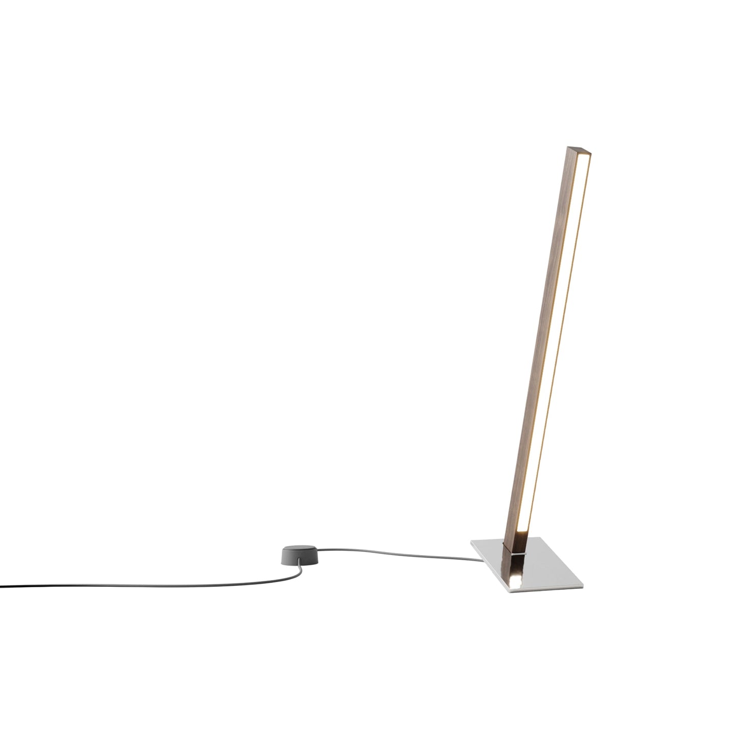Torch LED Table Lamp in American Walnut/Polished Nickel (24-Inch).