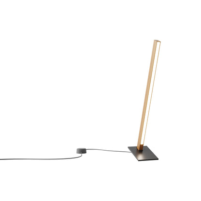 Torch LED Table Lamp in Heart Pine (Reclaimed)/Matte Black (24-Inch).