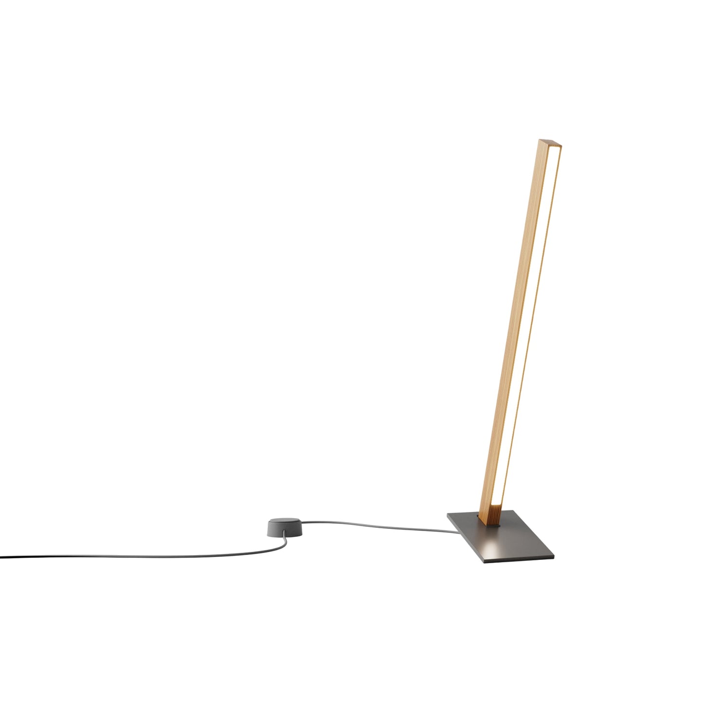 Torch LED Table Lamp in Heart Pine (Reclaimed)/Slate Grey (24-Inch).