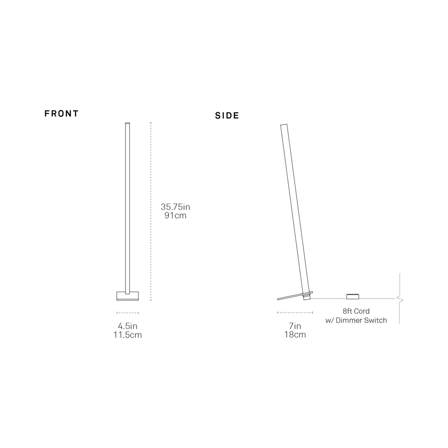 Torch LED Table Lamp - line drawing.
