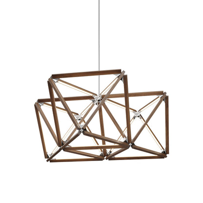 Triple X LED Chandelier in American Walnut/Polished Nickel.