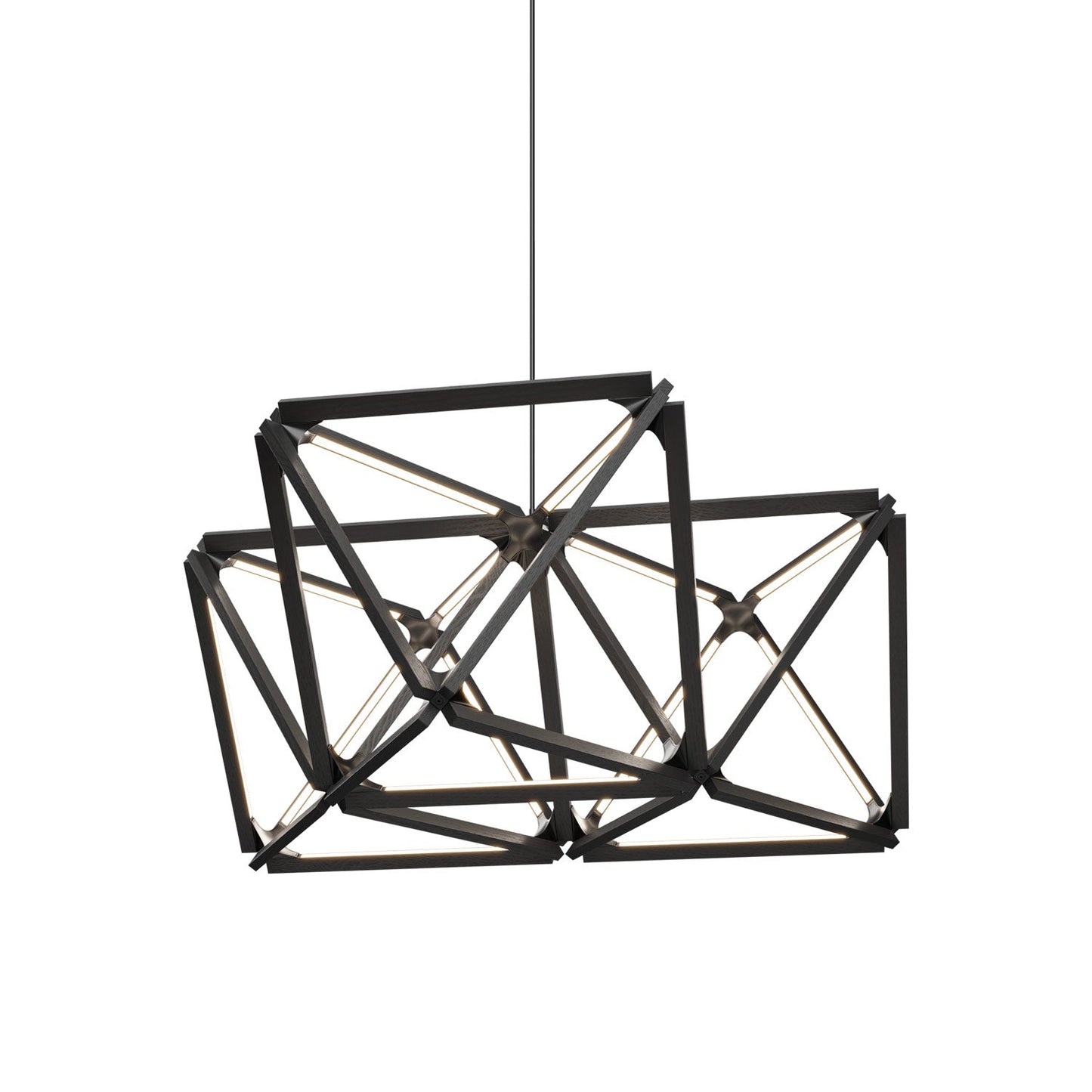 Triple X LED Chandelier in Ebonized Oak/Blackened.