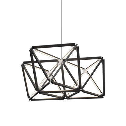 Triple X LED Chandelier in Ebonized Oak/Brushed Nickel.