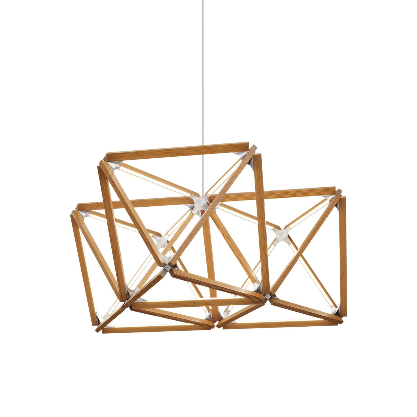 Triple X LED Chandelier in Heart Pine (Reclaimed)/Brushed Nickel.