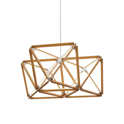 Triple X LED Chandelier in Heart Pine (Reclaimed)/Brushed Nickel.