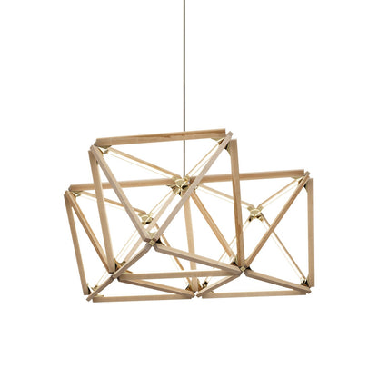 Triple X LED Chandelier in Maple/Polished Brass.