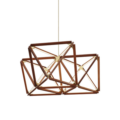 Triple X LED Chandelier in Water Tower Redwood/Brushed Brass.