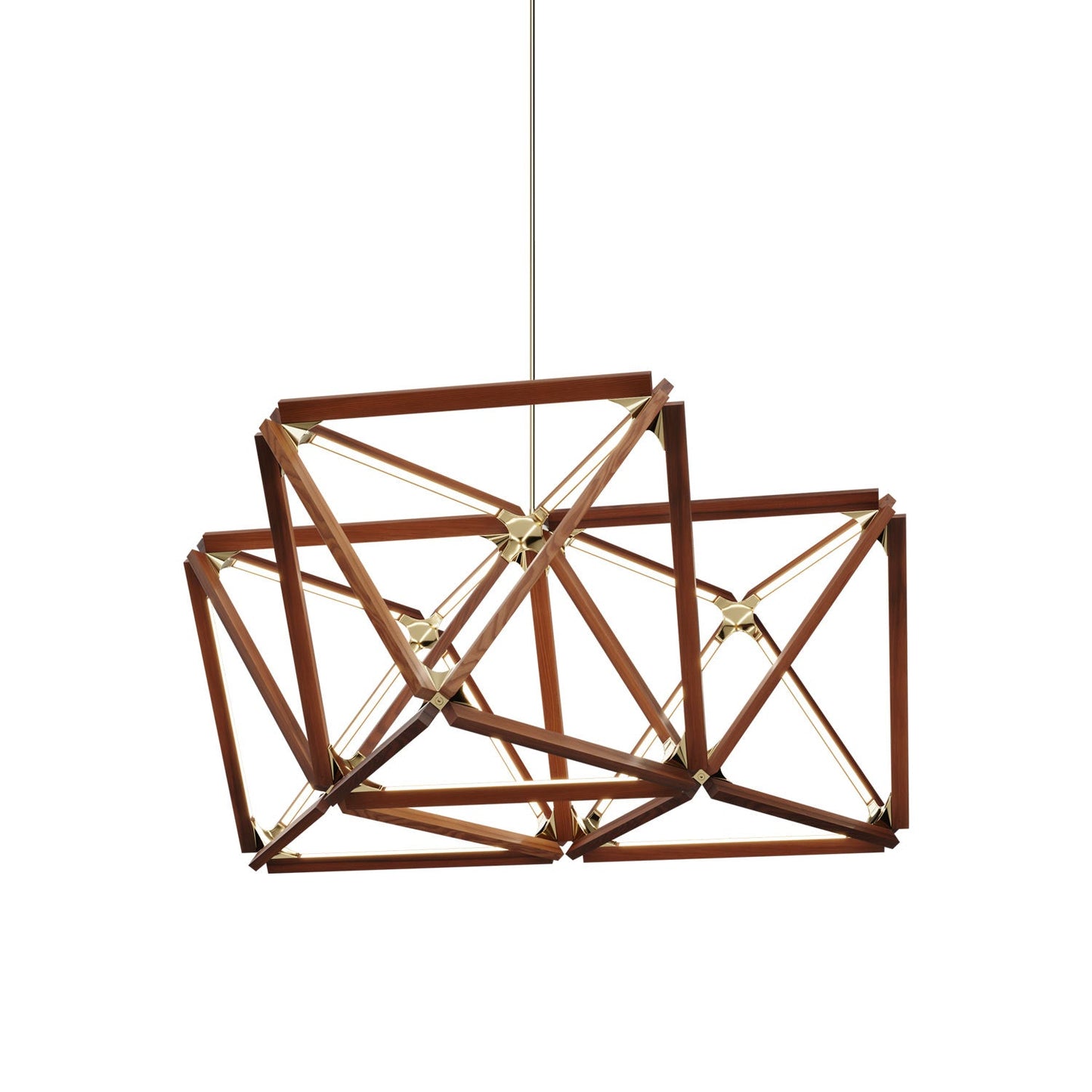 Triple X LED Chandelier in Water Tower Redwood/Polished Brass.
