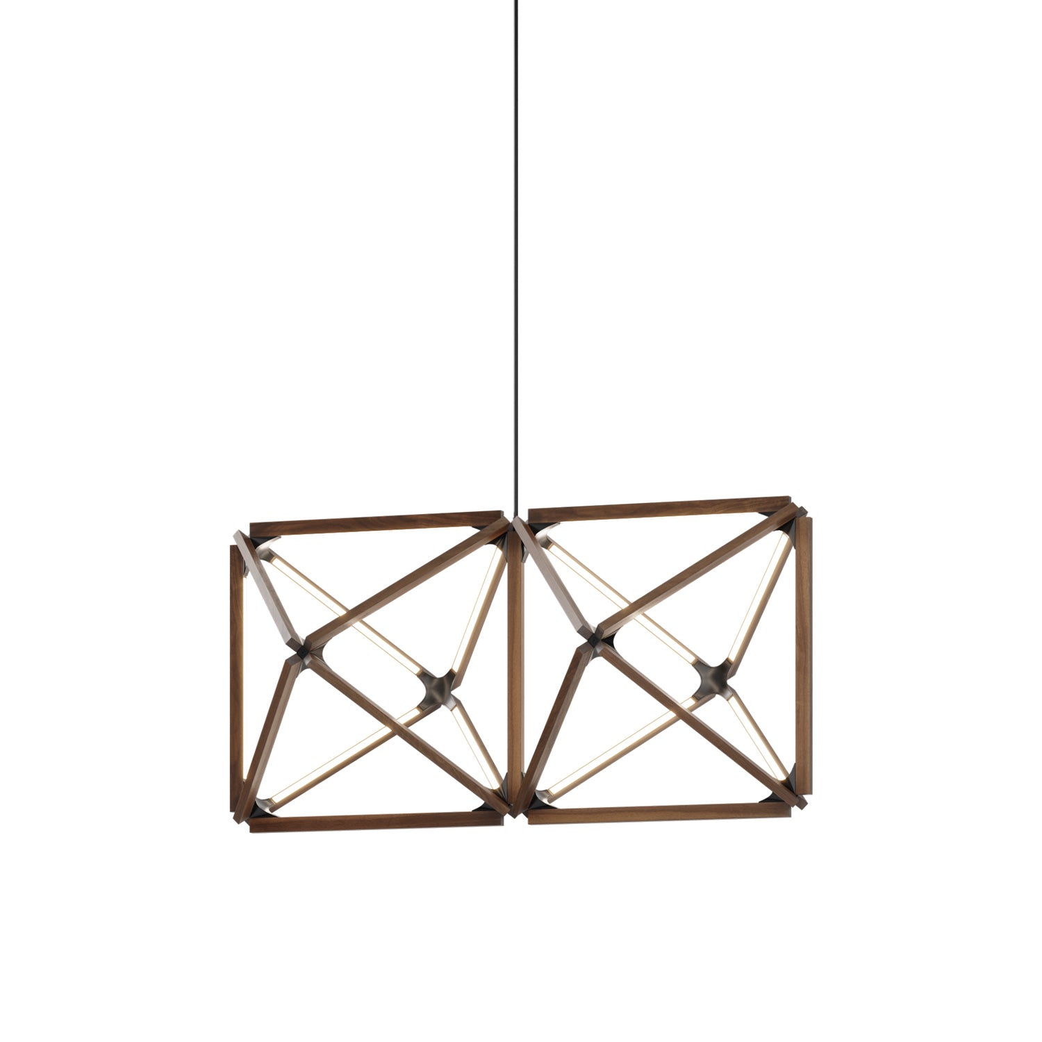 Truss LED Chandelier in American Walnut/Blackened.