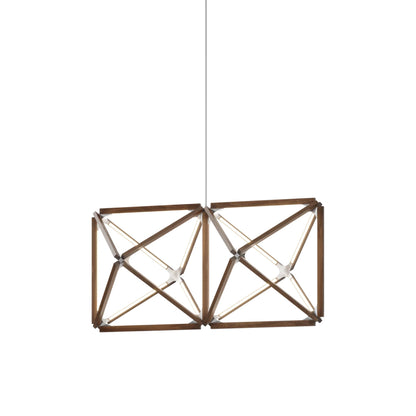 Truss LED Chandelier in American Walnut/Brushed Brass.