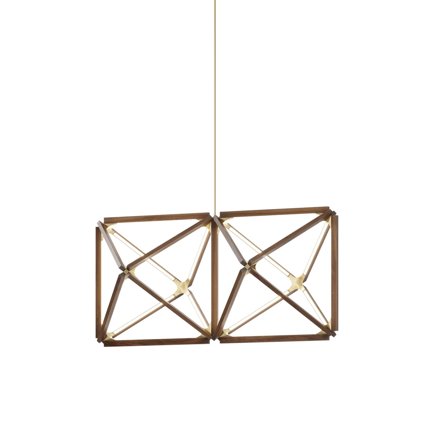 Truss LED Chandelier in American Walnut/Brushed Nickel.