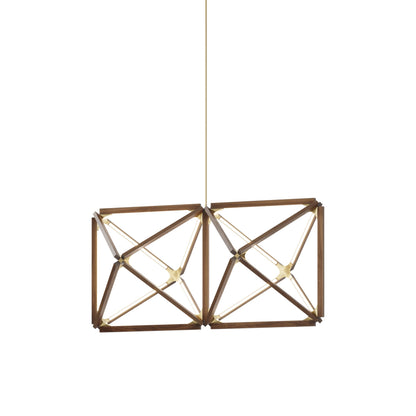 Truss LED Chandelier in American Walnut/Brushed Nickel.