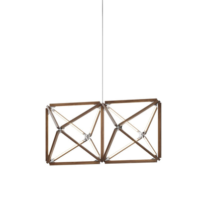 Truss LED Chandelier in American Walnut/Polished Nickel.