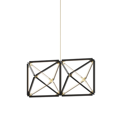 Truss LED Chandelier in Ebonized Oak/Brushed Brass.