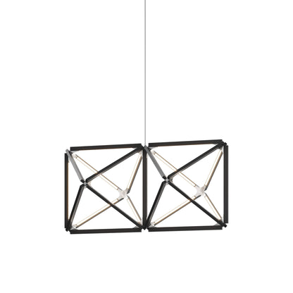 Truss LED Chandelier in Ebonized Oak/Brushed Nickel.