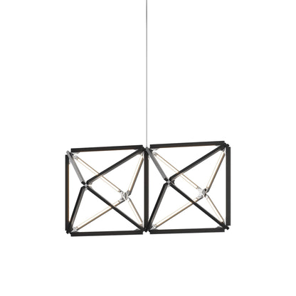 Truss LED Chandelier in Ebonized Oak/Polished Nickel.
