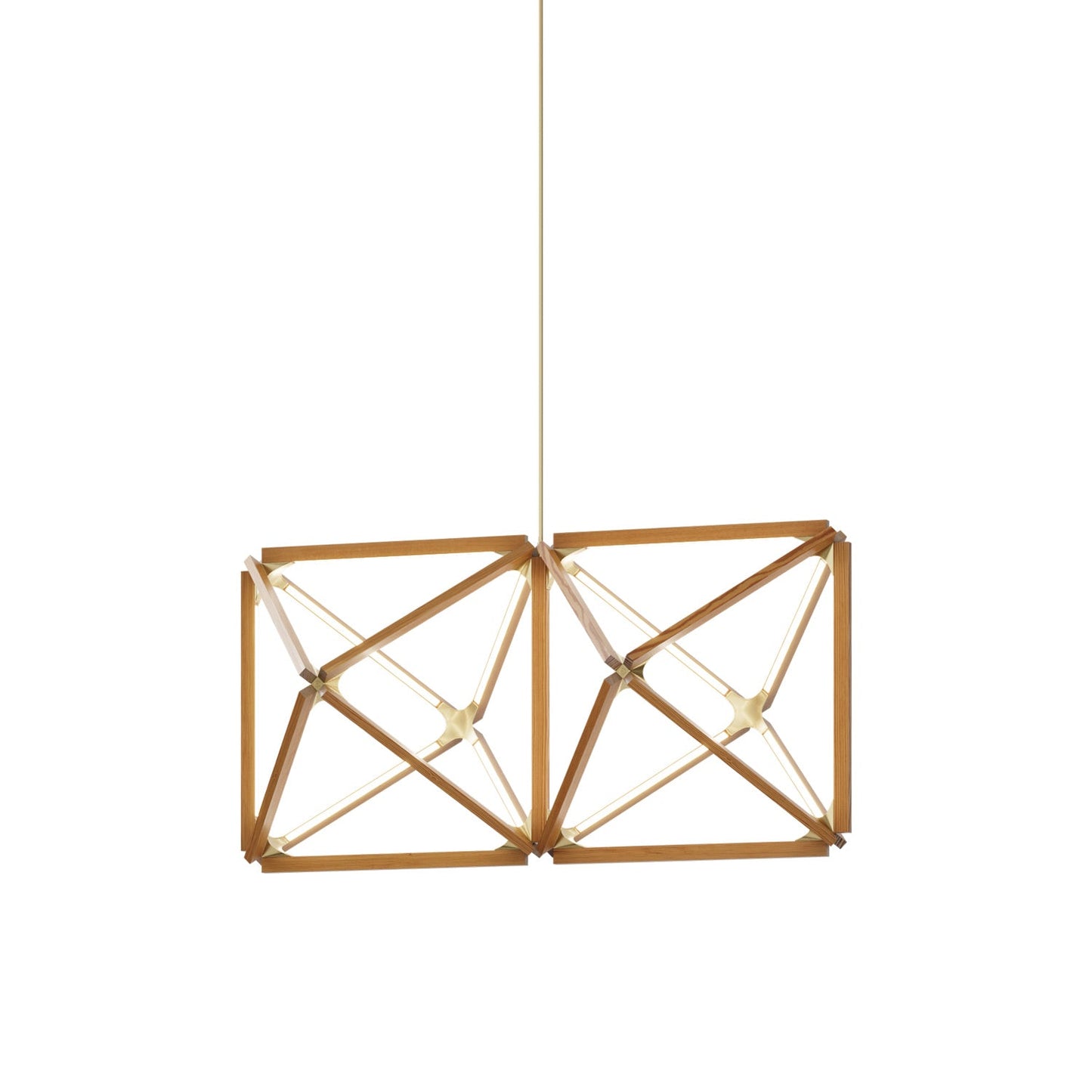 Truss LED Chandelier in Heart Pine (Reclaimed)/Brushed Brass.