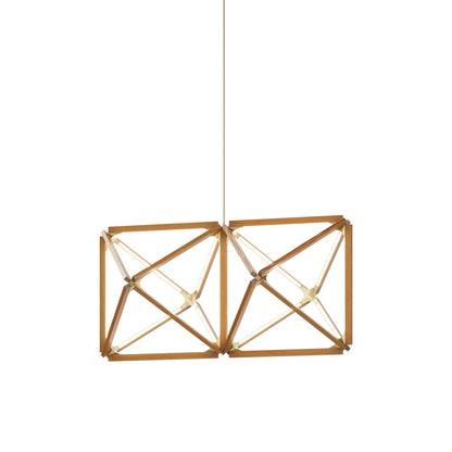 Truss LED Chandelier in Heart Pine (Reclaimed)/Brushed Brass.