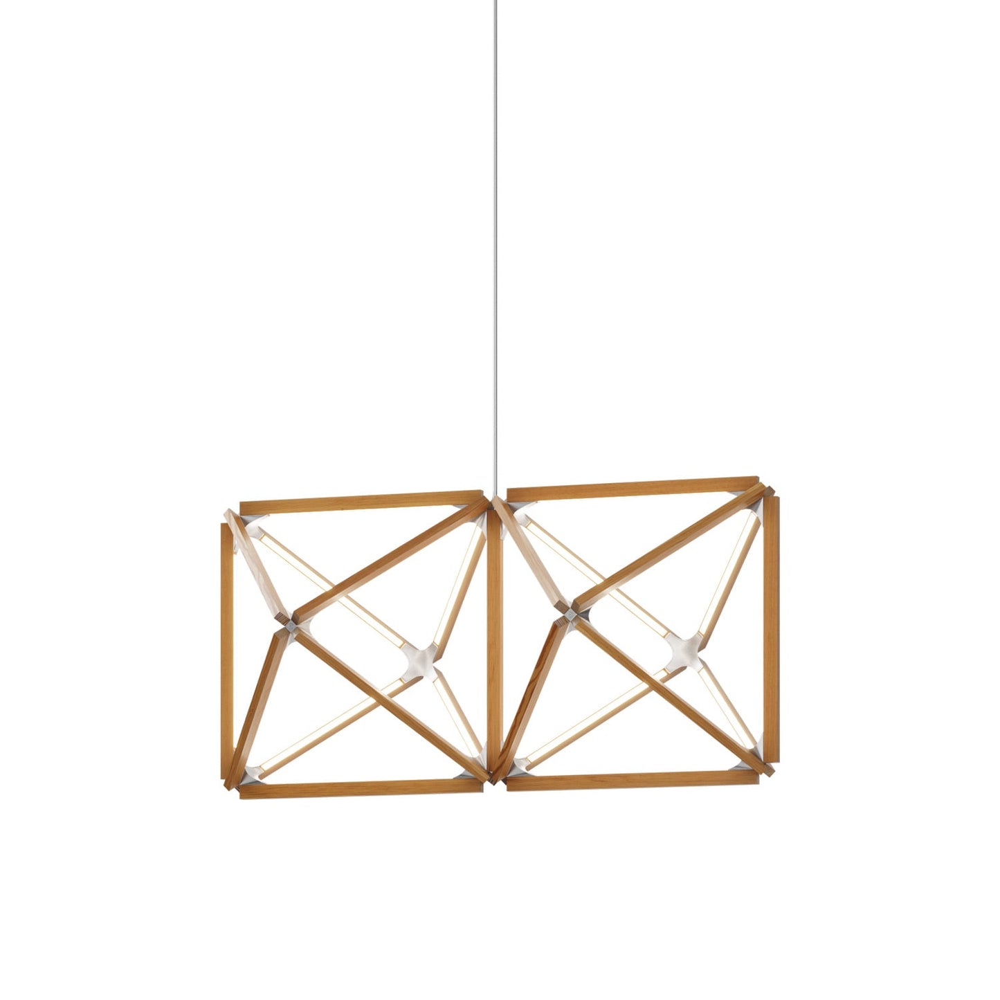 Truss LED Chandelier in Heart Pine (Reclaimed)/Brushed Nickel.
