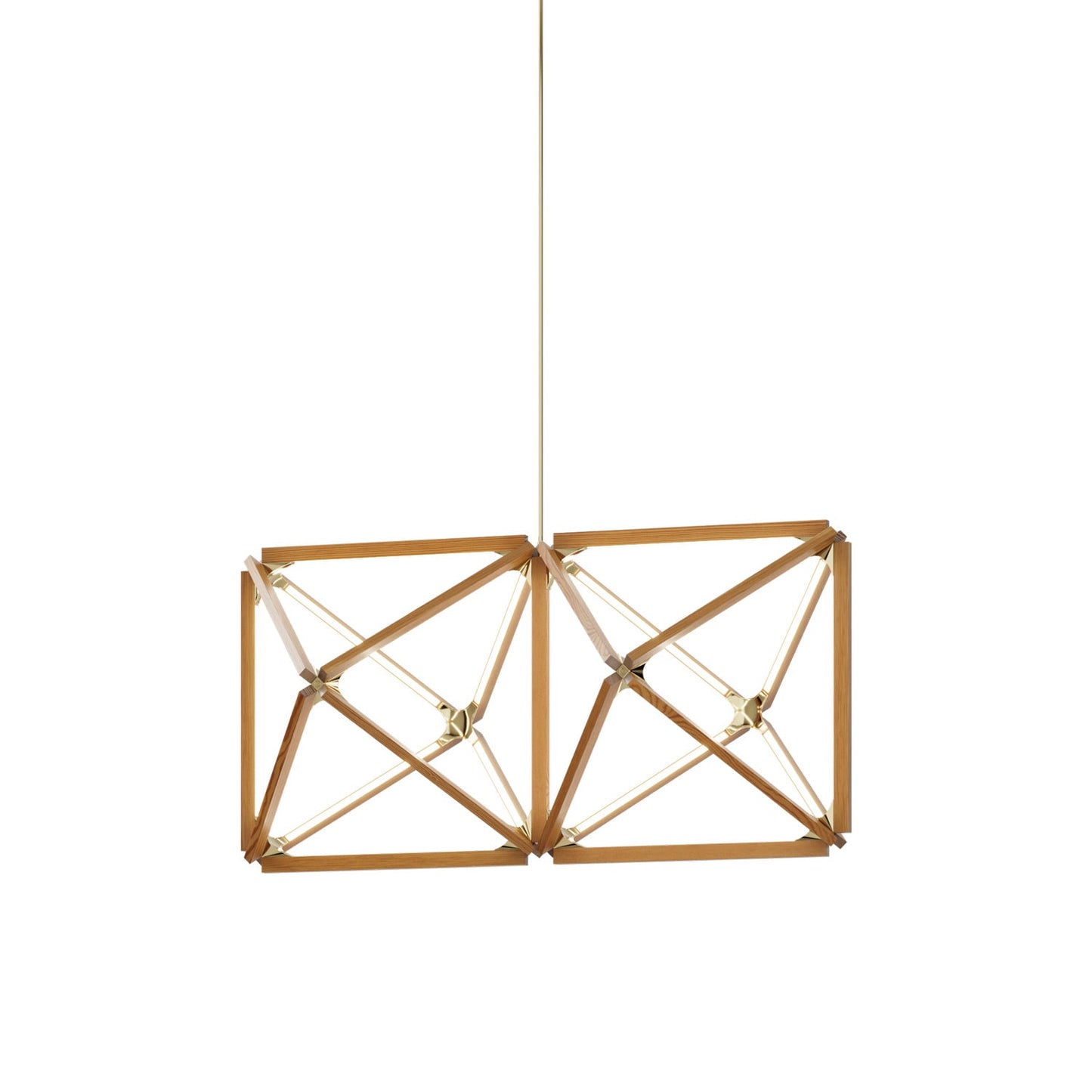Truss LED Chandelier in Heart Pine (Reclaimed)/Polished Brass.