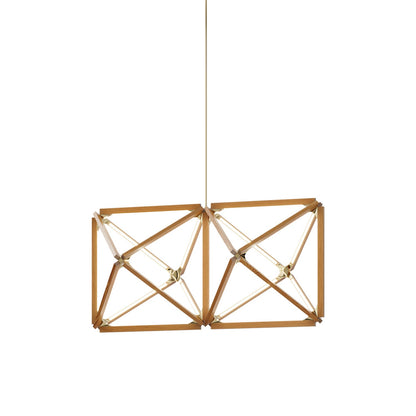 Truss LED Chandelier in Heart Pine (Reclaimed)/Polished Brass.