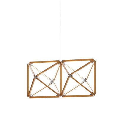 Truss LED Chandelier in Heart Pine (Reclaimed)/Polished Nickel.