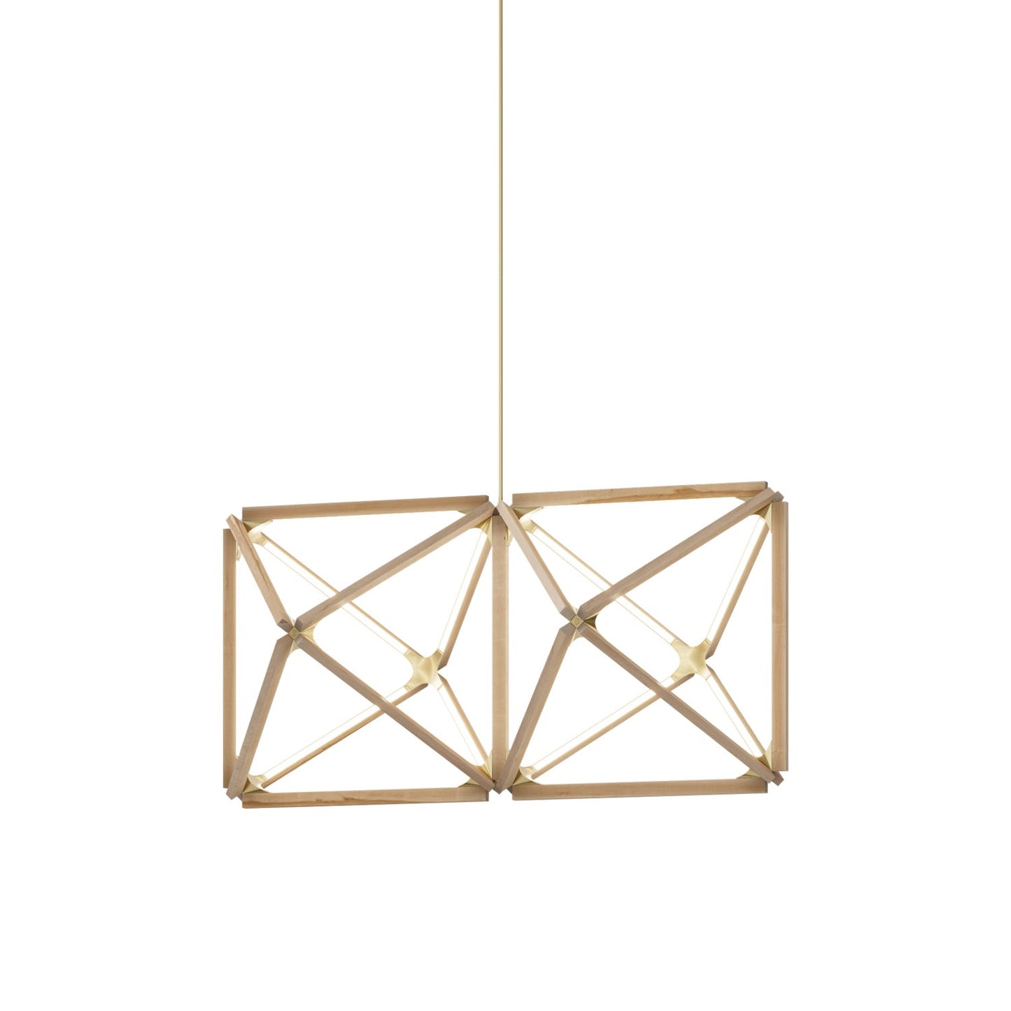 Truss LED Chandelier in Maple/Brushed Brass.